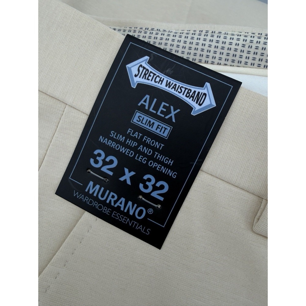 Murano Alex Slim Fit Dress Pants 32x32 Stone Stretch Flat Front Performance NWT